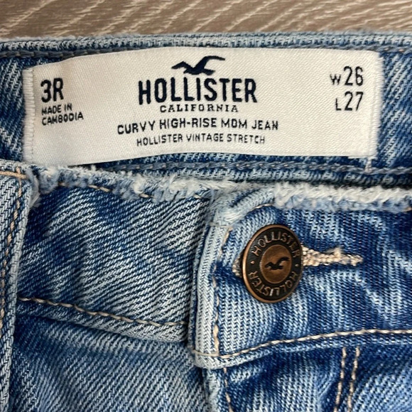 Hollister Curvy High Rise Mom Jean Vintage Stretch Denim Ripped 3R - Picture 11 of 16